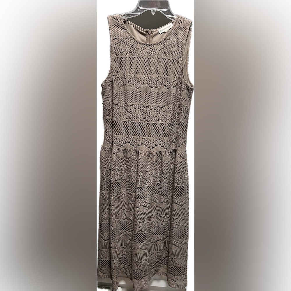 Coldwater Creek Light Brown Lace Open Weave Sleeveless Full Length Dress